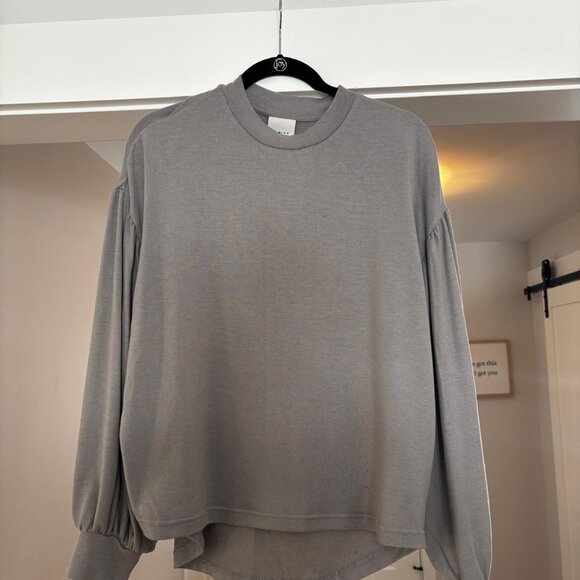 Varley Brannon Ribbed Crewneck Long Sleeve Pullover Gray Sweatshirt, Size Med - Picture 2 of 10